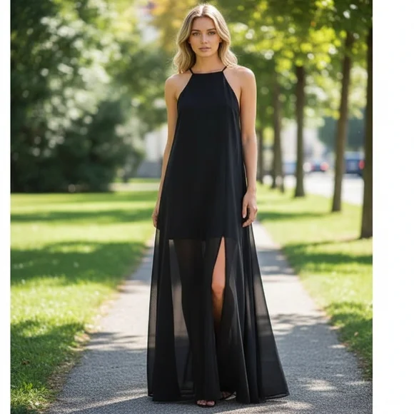 Show Me Your Mumu Black Sheer Lined Bronte Maxi Sleeveless Dress Small! - Picture 2 of 14